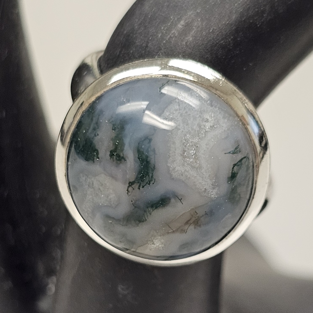 Sterling Silver Ring with Blue and Miss Tone Geode Stone - Picture 2 of 5